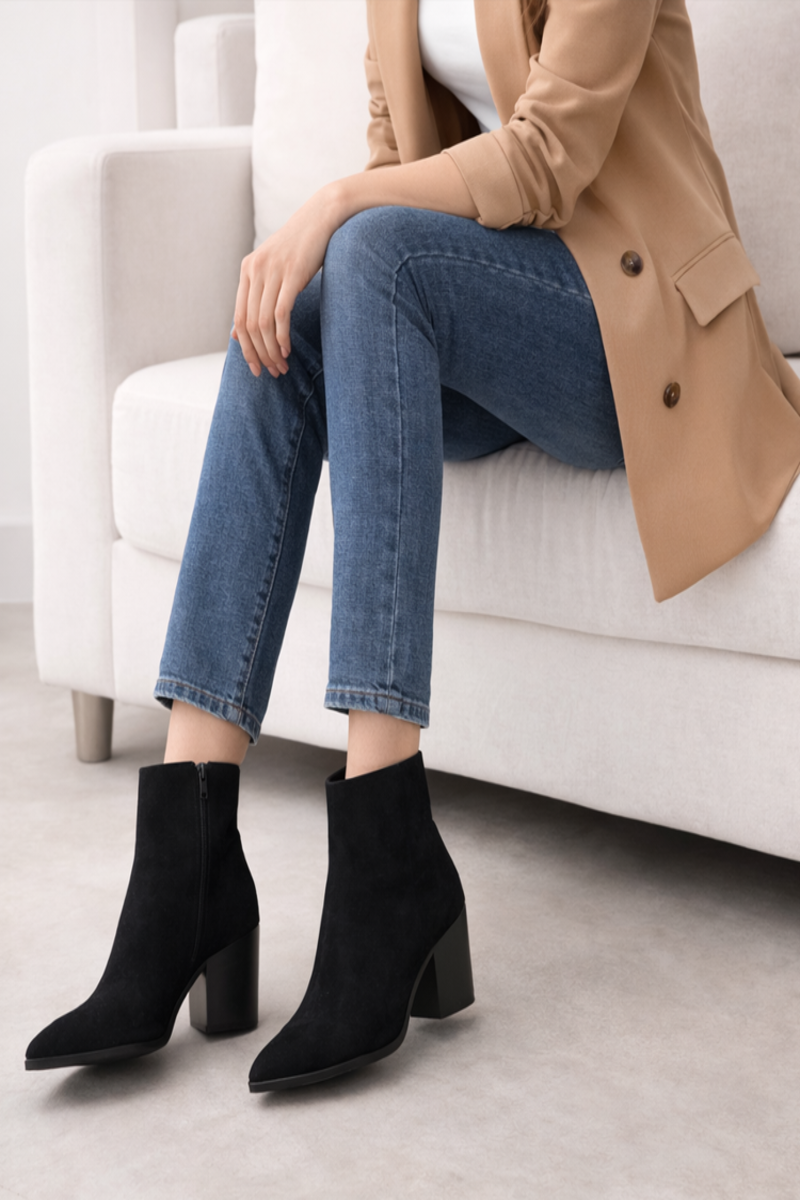 BOTAS DE ANTE COLOR NEGRO